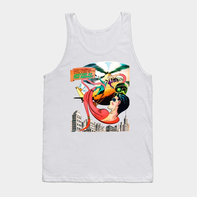 Plastic Comic Hero Retro Man Vintage comes up against a strange group as he seeks to solve the mystery of menace! Tank Top by REVISTANGO